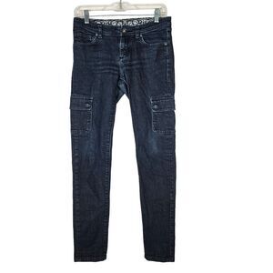 Patagonia Jeans Womens‎ Size 27R Blue Denim Cargo Pants Pockets Straight Hiking